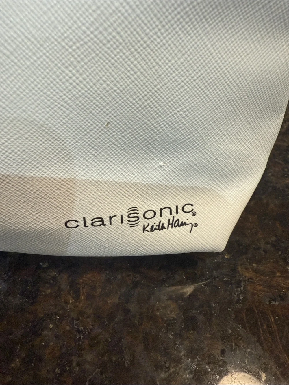 Clarisonic White Cosmetic Pouch with Red Heart Keith Haring Design